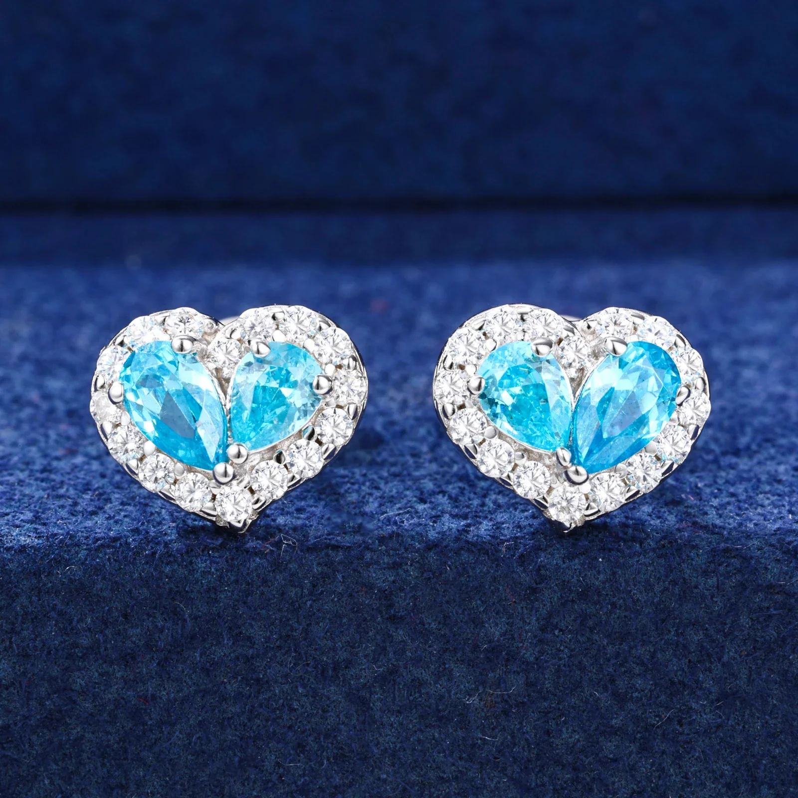 MOISSANITE DIAMOND WATER DROP HEART EARRINGS IN STERLING SILVER - Image 4