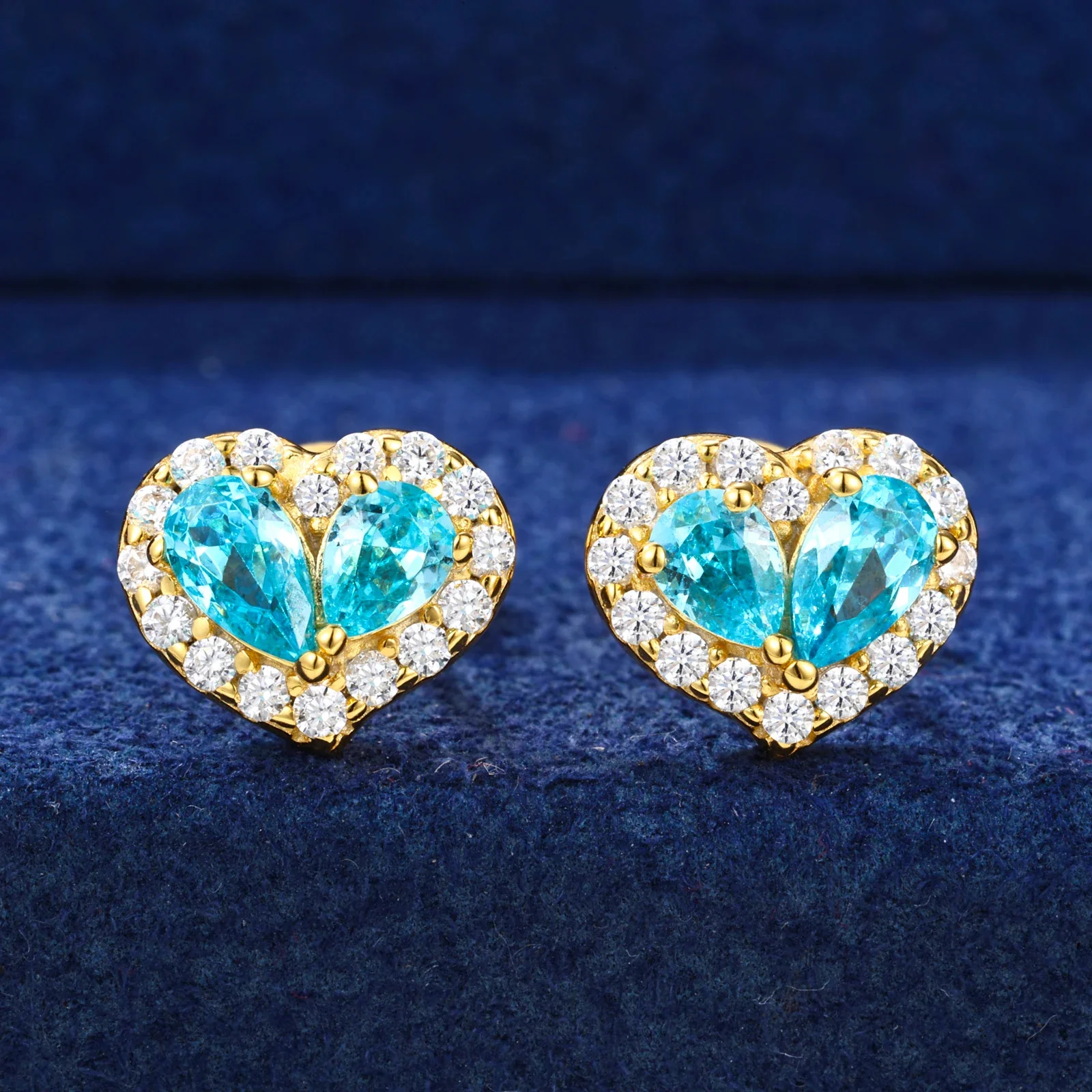 MOISSANITE DIAMOND WATER DROP HEART EARRINGS IN STERLING SILVER - Image 5