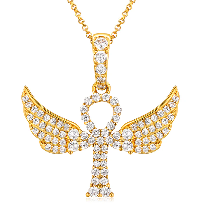 MOISSANITE DIAMOND WING SHAPE CROSS PENDANT IN STERLING SILVER - Image 4