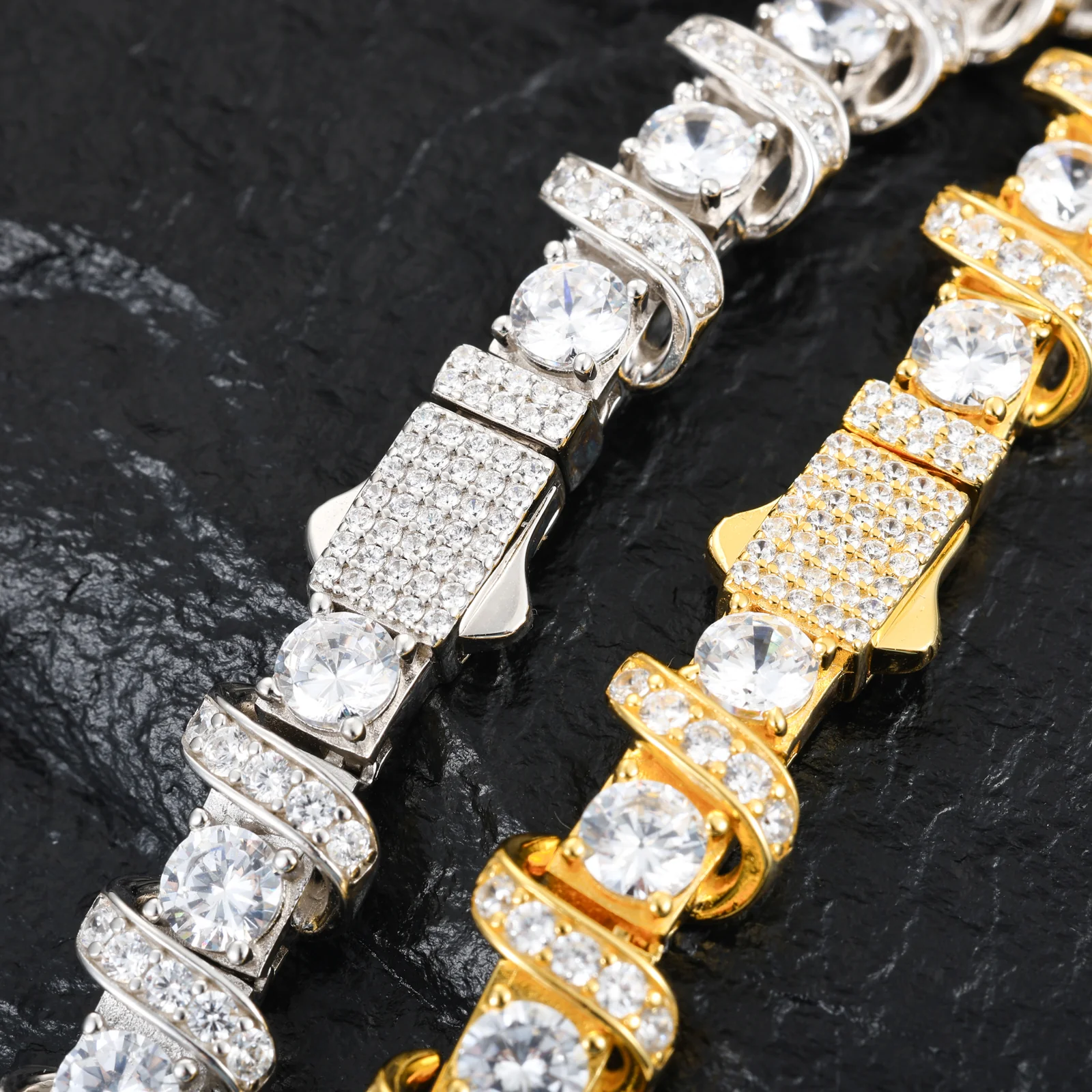 MOISSANITE DIAMOND WRAP LINK CHAIN NECKLACE OR BRACELET IN STERLING SILVER - Image 4