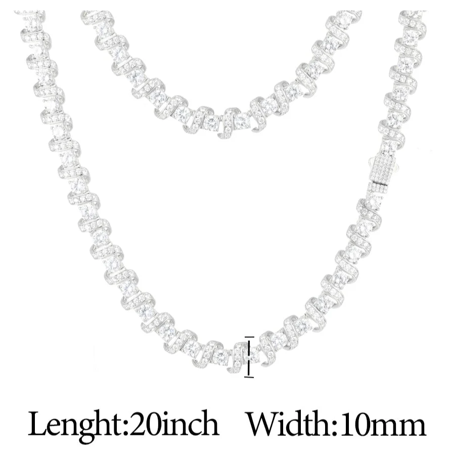 MOISSANITE DIAMOND WRAP LINK CHAIN NECKLACE OR BRACELET IN STERLING SILVER - Image 6