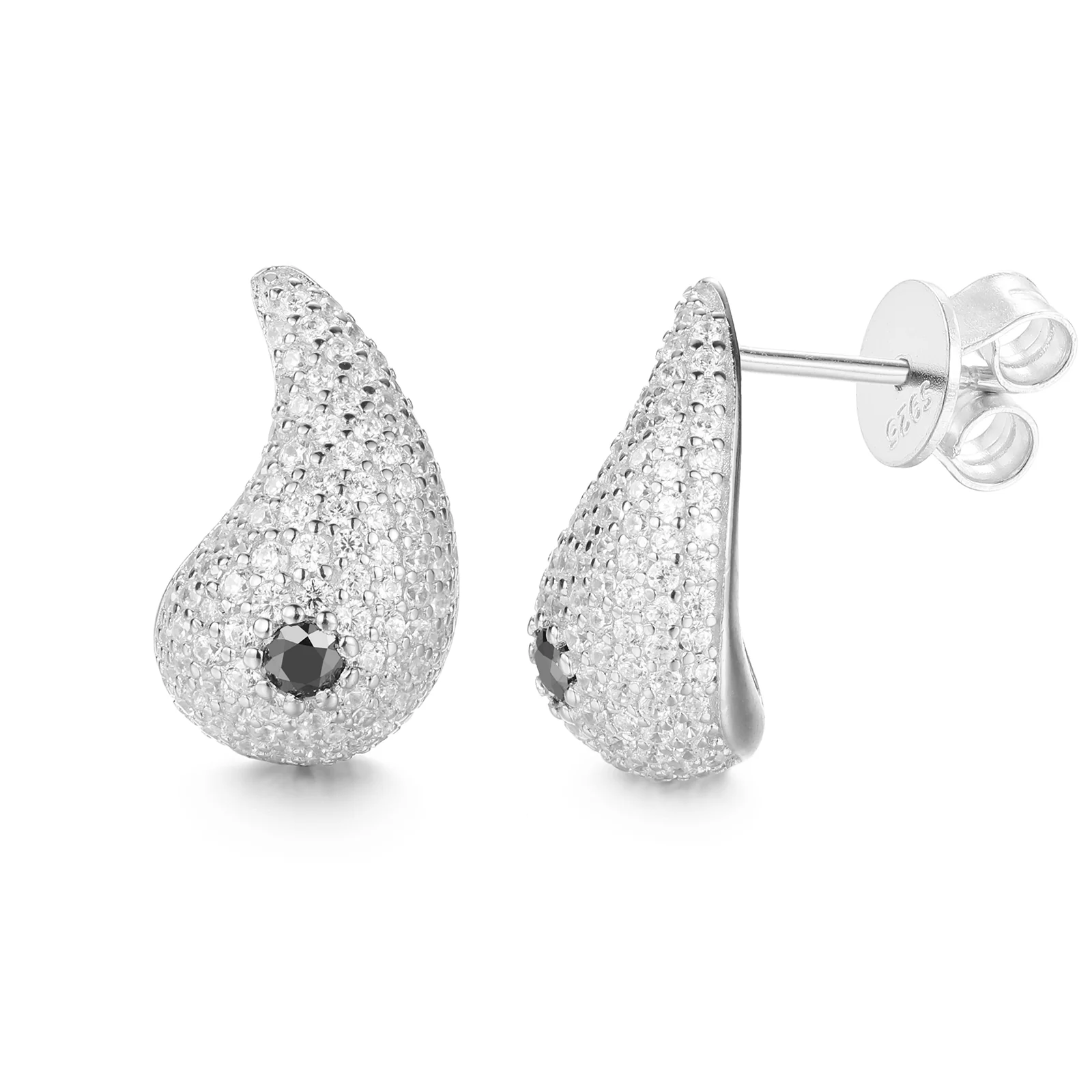 MOISSANITE DIAMONDS TEARDROP/WATERDROP STUD EARRINGS IN STERLING SILVER - Image 3