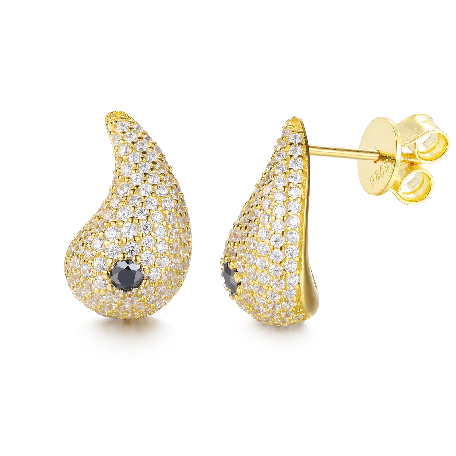 MOISSANITE DIAMONDS TEARDROP/WATERDROP STUD EARRINGS IN STERLING SILVER - Image 4