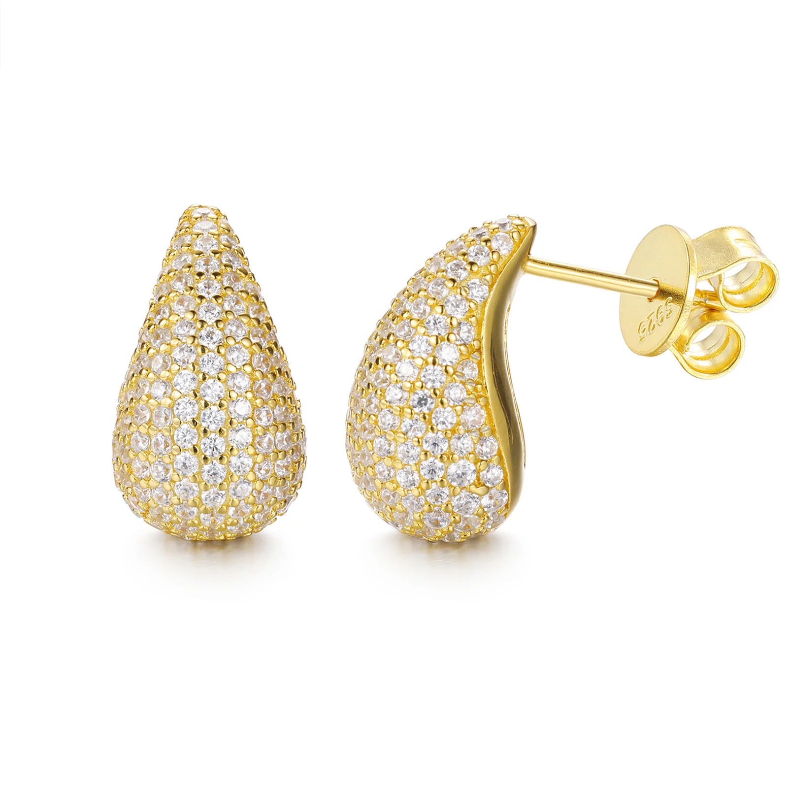 MOISSANITE DIAMONDS TEARDROP/WATERDROP STUD EARRINGS IN STERLING SILVER - Image 5