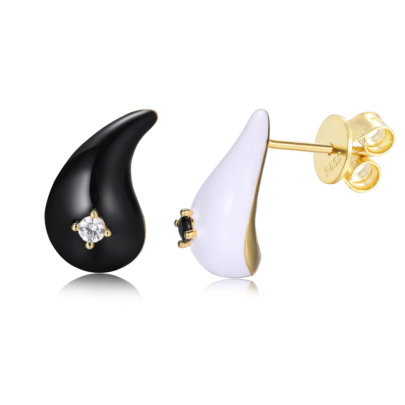 MOISSANITE DIAMONDS TEARDROP/WATERDROP STUD EARRINGS IN STERLING SILVER - Image 6