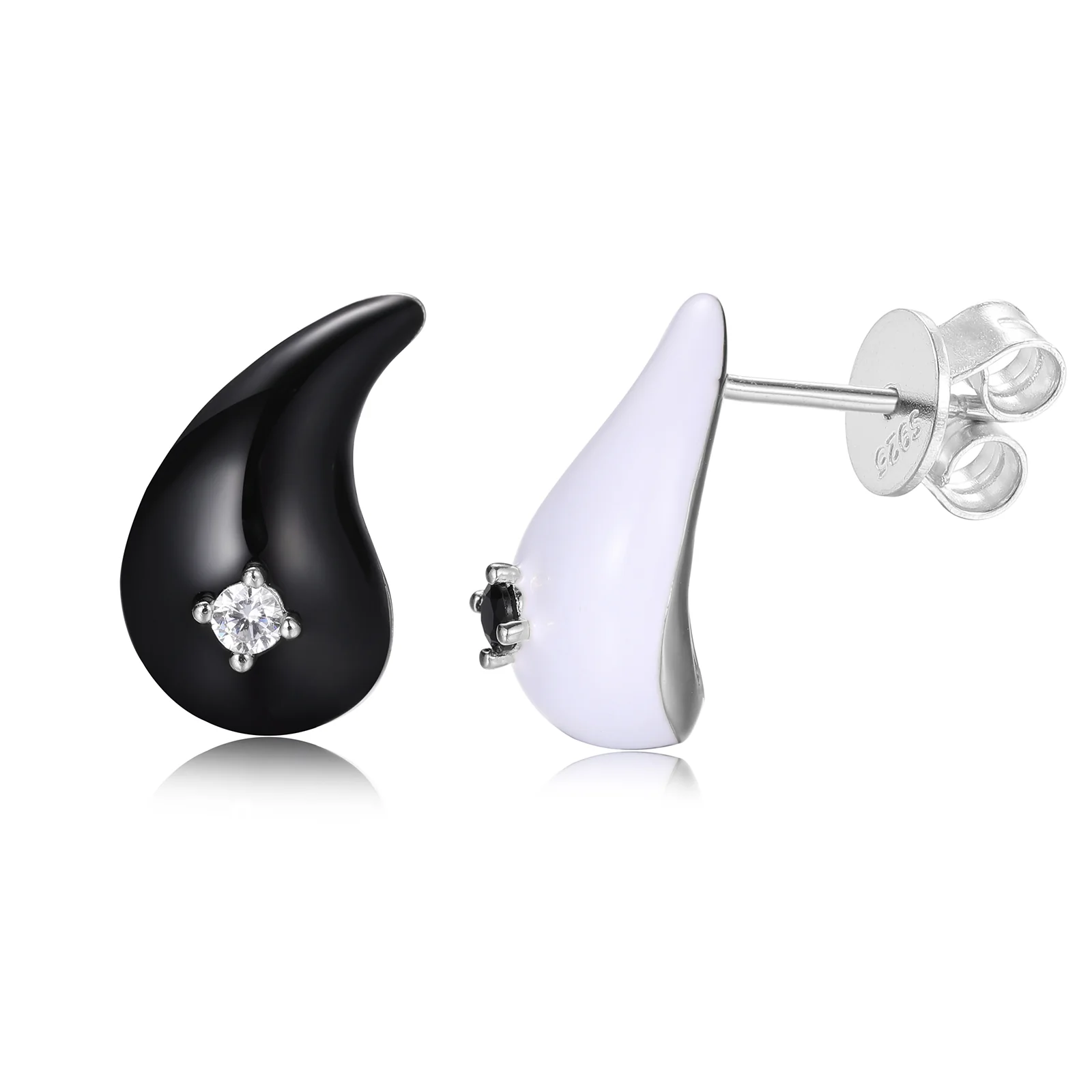 MOISSANITE DIAMONDS TEARDROP/WATERDROP STUD EARRINGS IN STERLING SILVER - Image 7