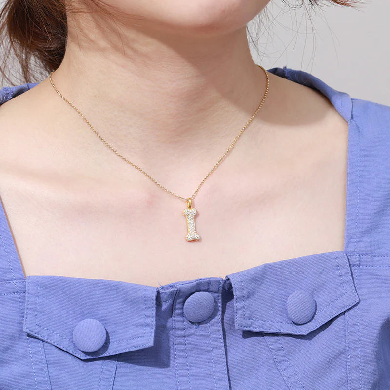 MOISSANITE DOG BONE PENDANT IN STERLING SILVER - Image 2