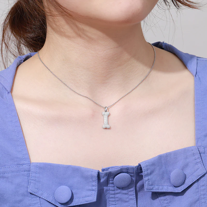 MOISSANITE DOG BONE PENDANT IN STERLING SILVER - Image 3