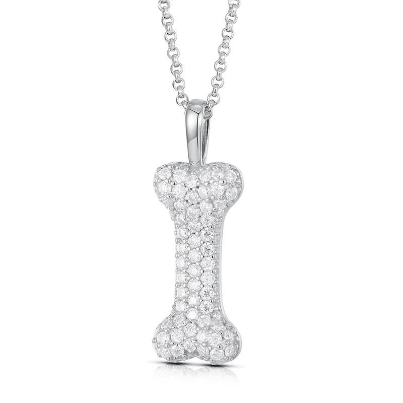 MOISSANITE DOG BONE PENDANT IN STERLING SILVER - Image 4