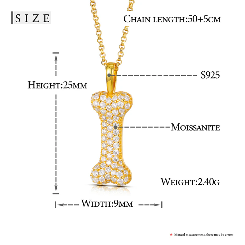 MOISSANITE DOG BONE PENDANT IN STERLING SILVER - Image 8
