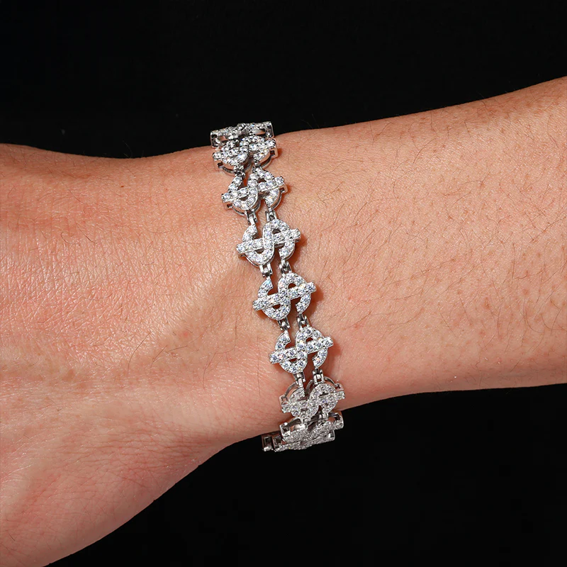 MOISSANITE DOLLAR SIGN LINK BRACELET IN STERLING SILVER - Image 7