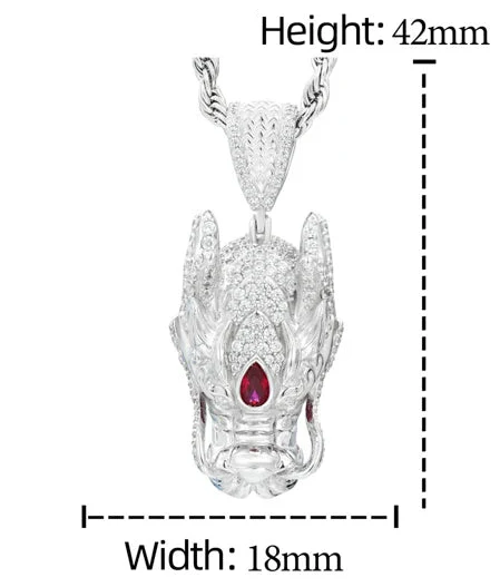 MOISSANITE DRAGON HEAD PENDANT IN STERLING SILVER - Image 8