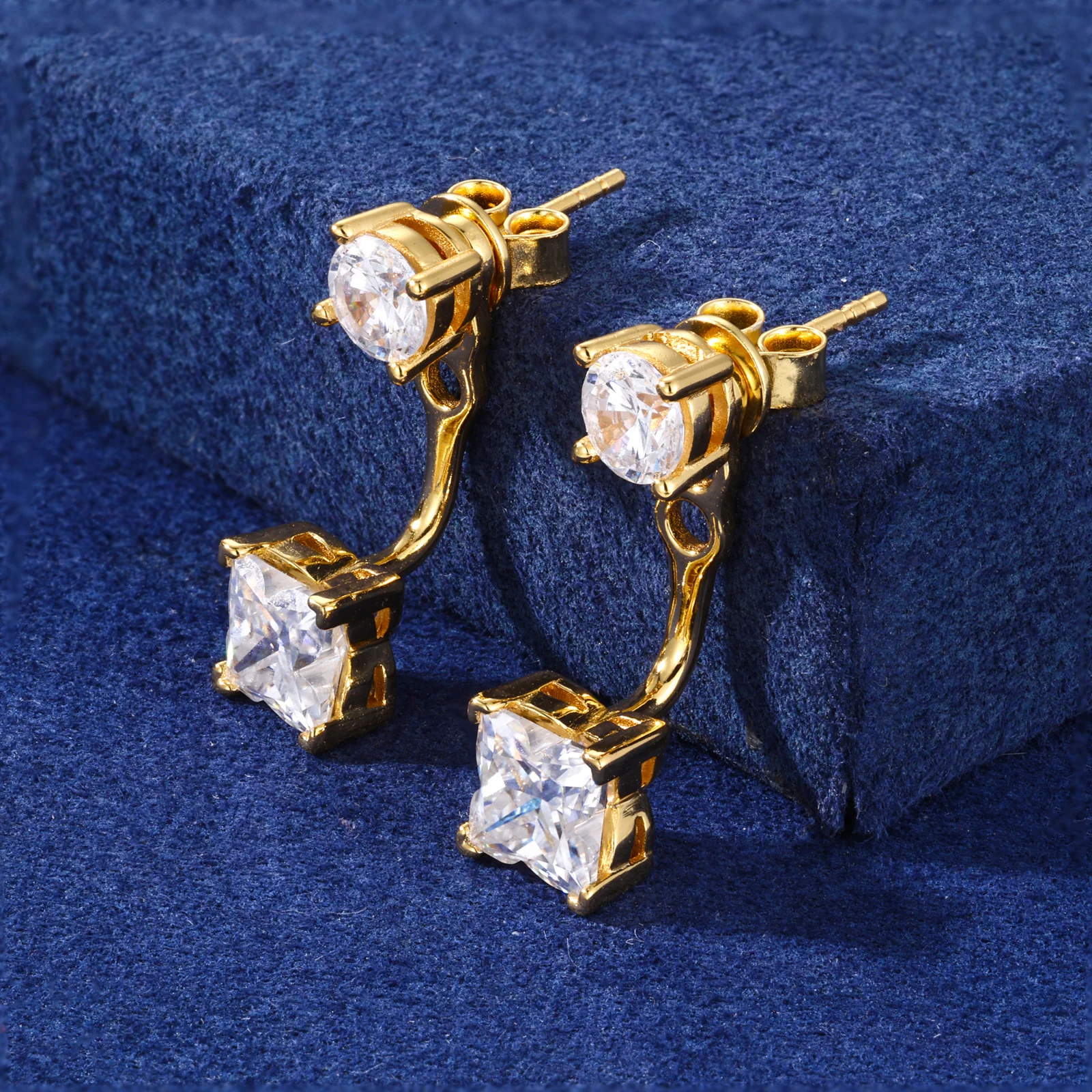 MOISSANITE DROP STUD EARRINGS IN STERLING SILVER - Image 2