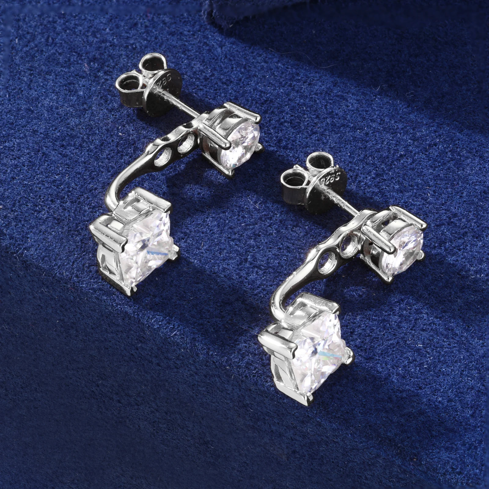 MOISSANITE DROP STUD EARRINGS IN STERLING SILVER - Image 3
