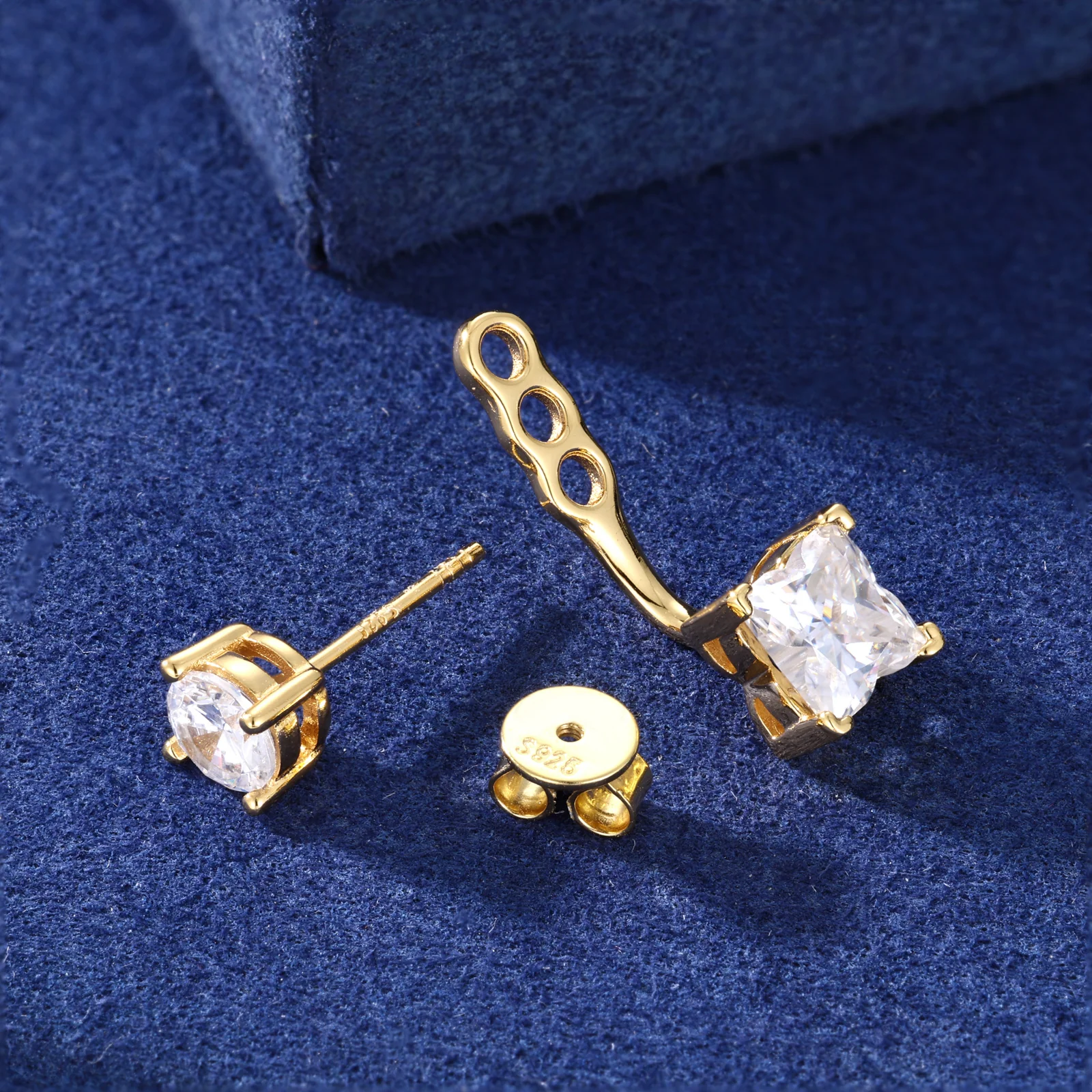 MOISSANITE DROP STUD EARRINGS IN STERLING SILVER - Image 4