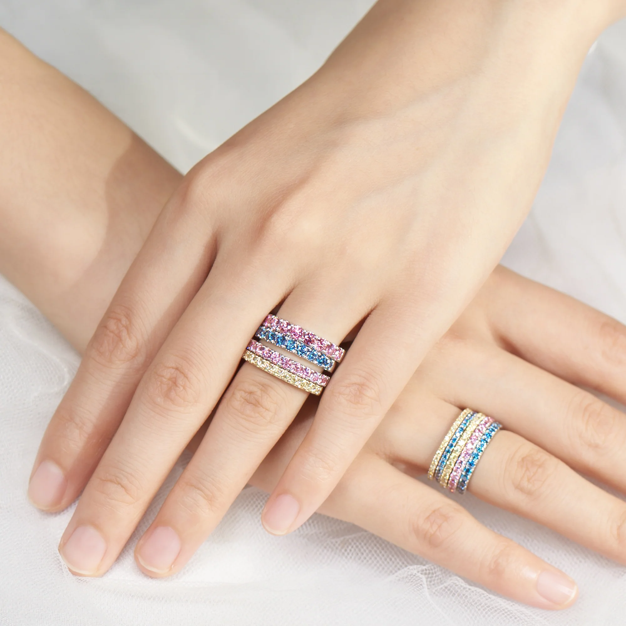 MOISSANITE ETERNITY BAND RINGS IN SOLID GOLD - Image 2