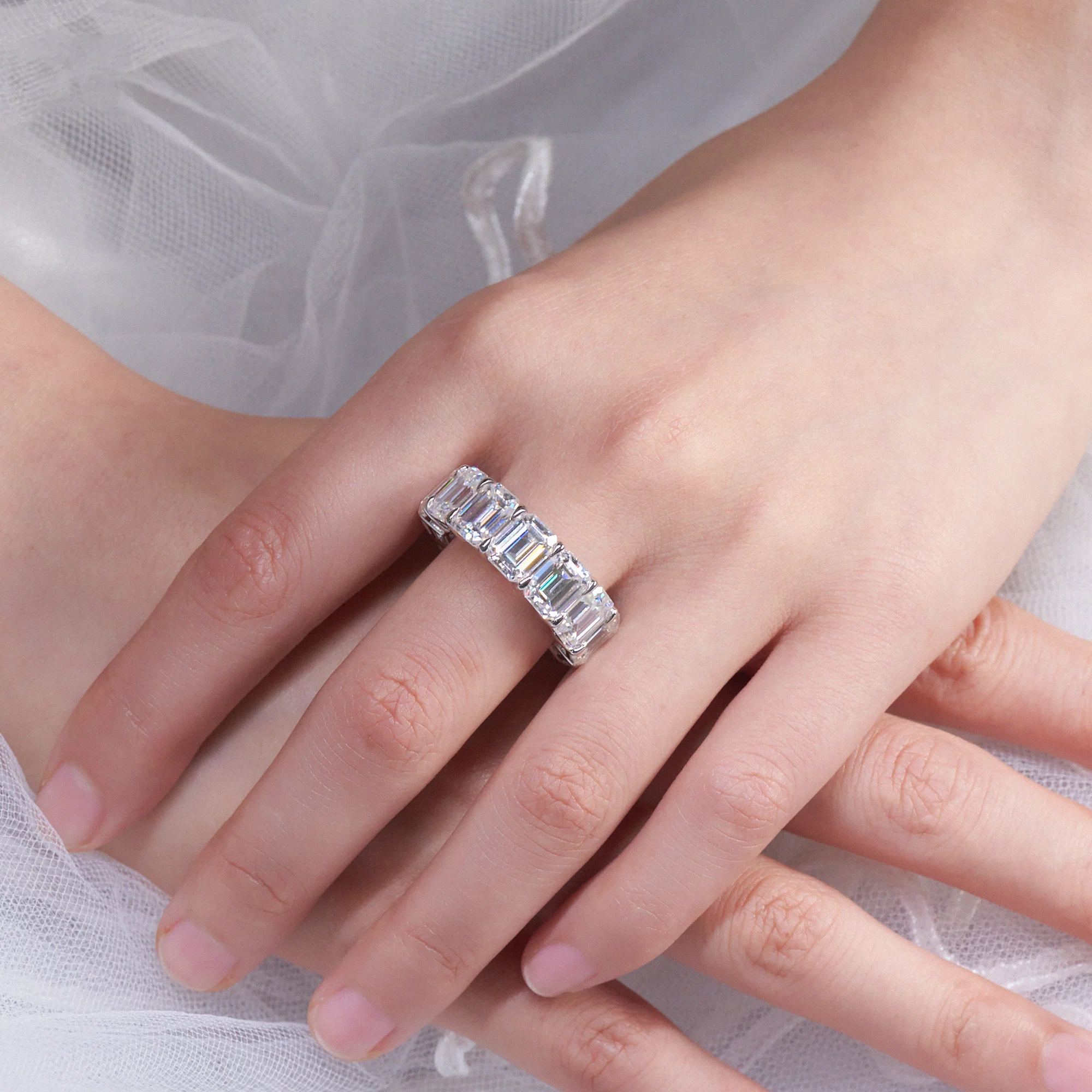 MOISSANITE ETERNITY BAND RINGS IN SOLID GOLD - Image 4