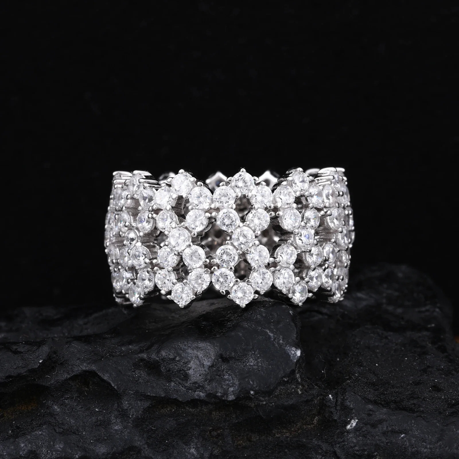 MOISSANITE ETERNITY BLOOM RING IN STERLING SILVER - Image 2