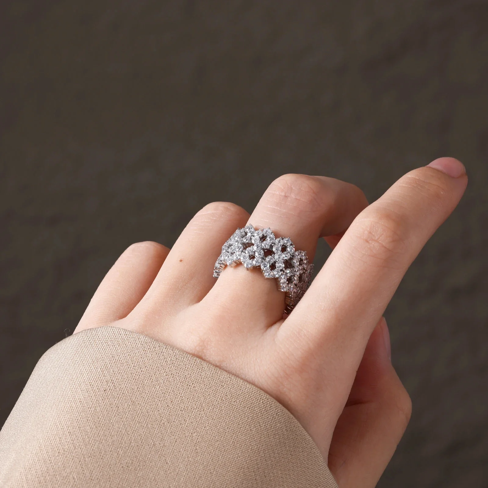 MOISSANITE ETERNITY BLOOM RING IN STERLING SILVER - Image 8
