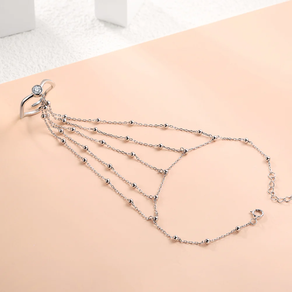 MOISSANITE ETHEREAL HAND HARNESS BRACELET IN STERLING SILVER - Image 4