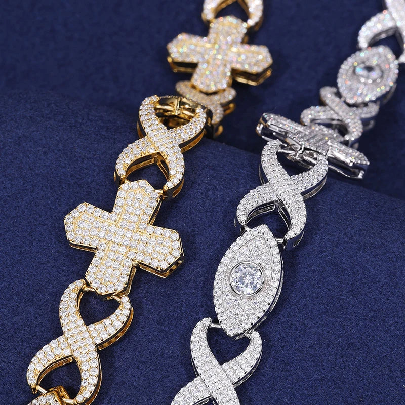 MOISSANITE EVIL EYE INFINITY BRACELET/NECKLACE IN STERLING SILVER - Image 3