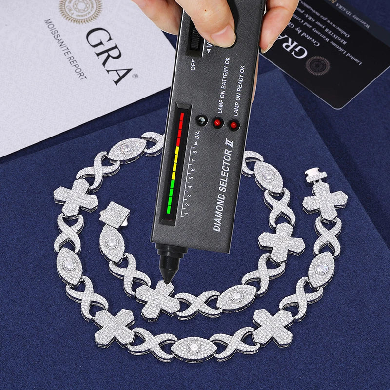MOISSANITE EVIL EYE INFINITY BRACELET/NECKLACE IN STERLING SILVER - Image 5