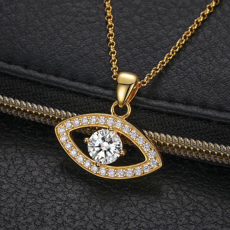 MOISSANITE EVIL EYE PENDANT IN STERLING SILVER - Image 3