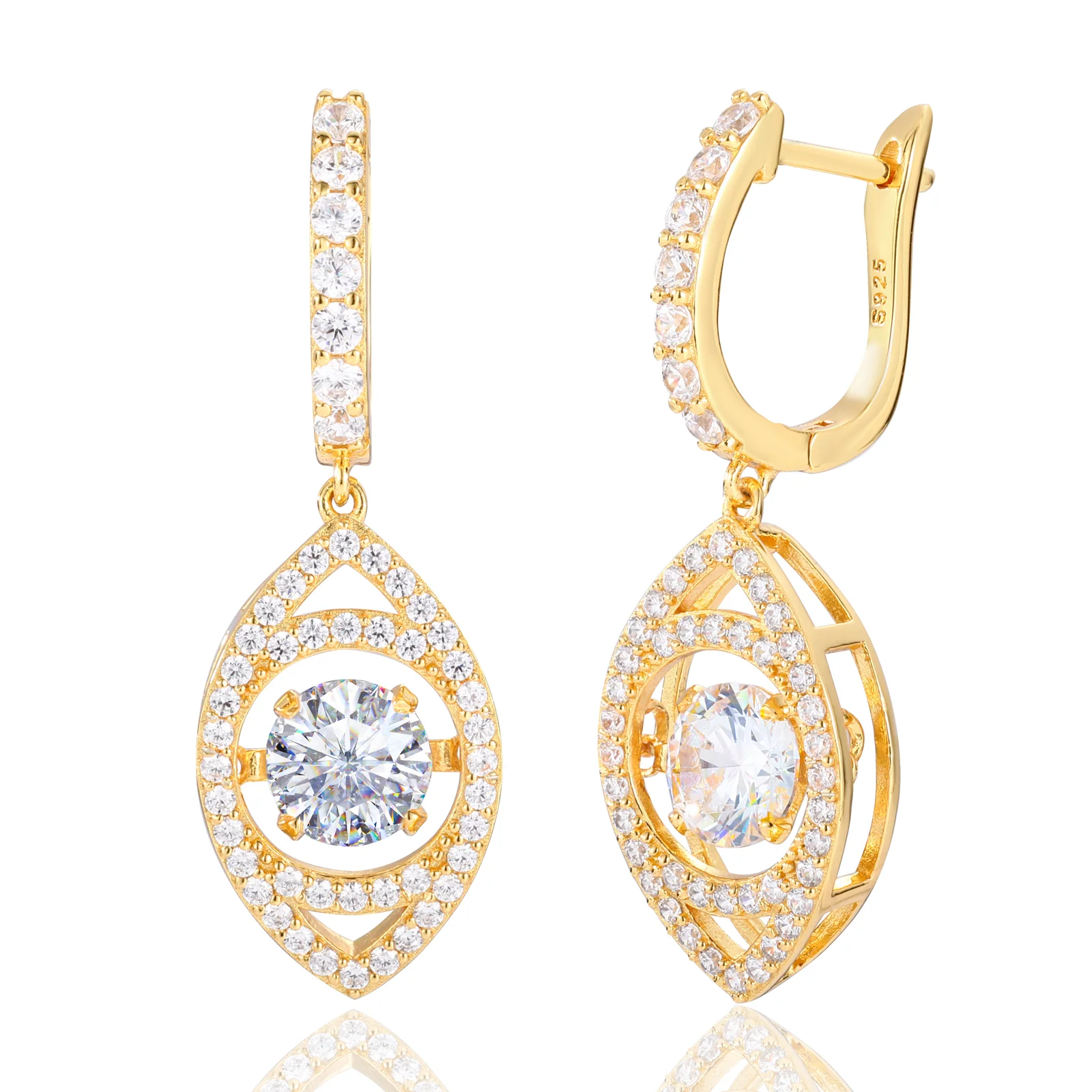 MOISSANITE EYE DROP EARRINGS IN STERLING SILVER - Image 5