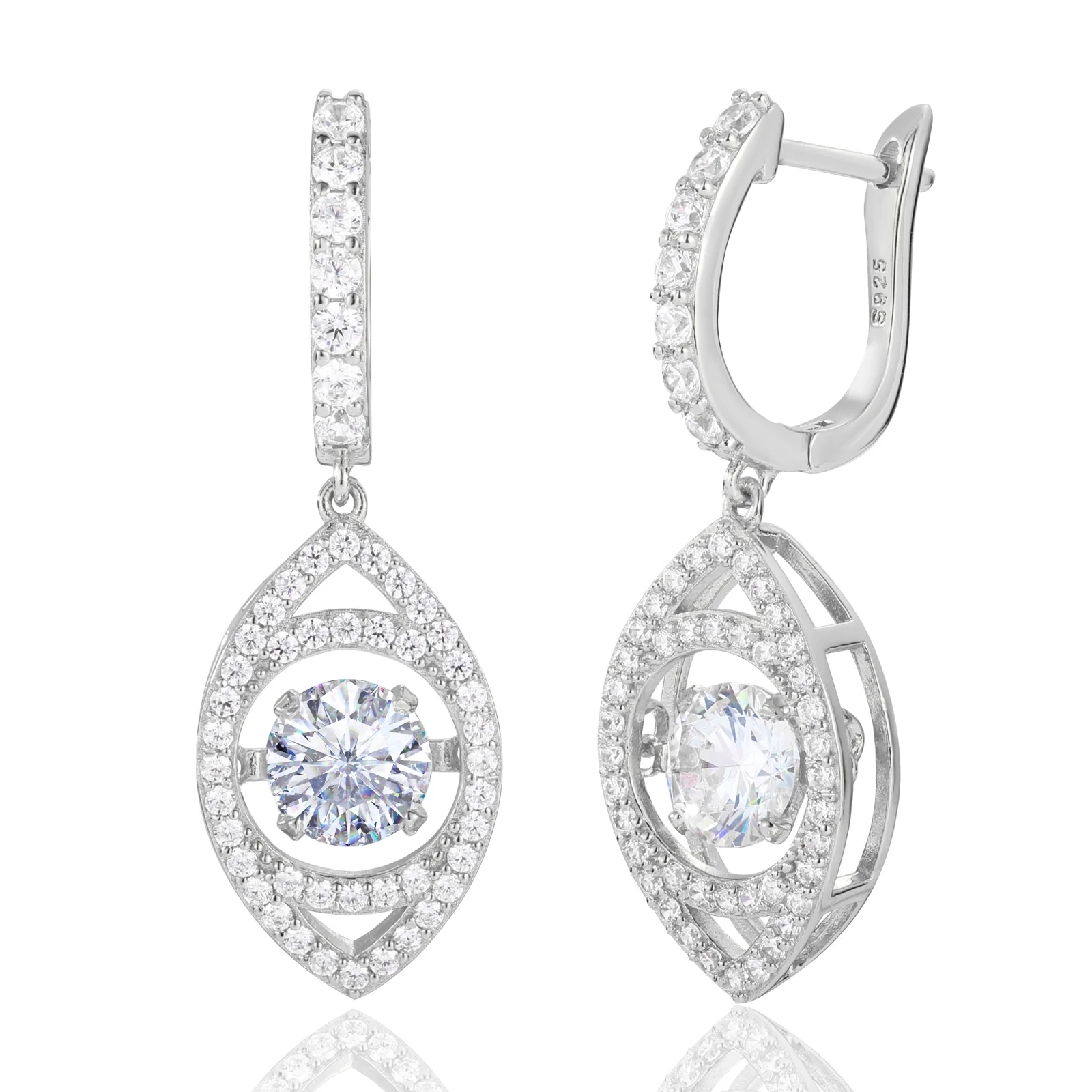 MOISSANITE EYE DROP EARRINGS IN STERLING SILVER - Image 6