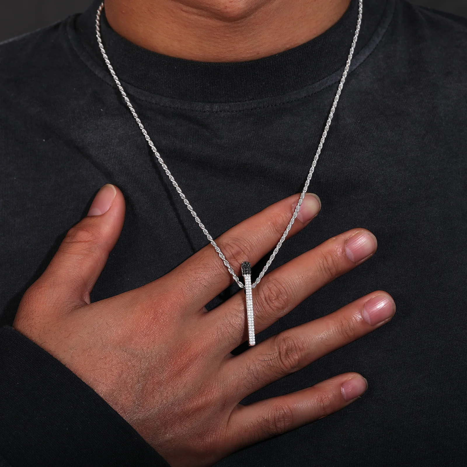 MOISSANITE FLAME PENDANT IN STERLING SILVER - Image 2