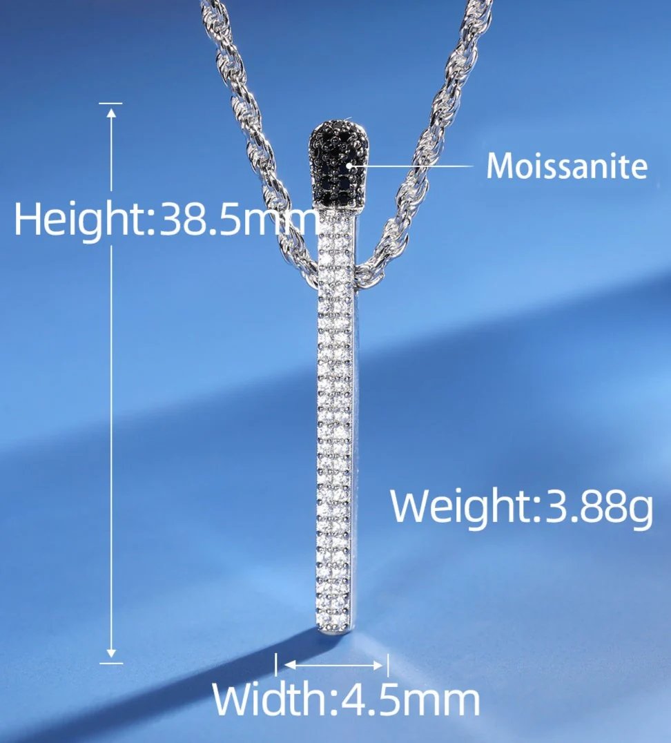 MOISSANITE FLAME PENDANT IN STERLING SILVER - Image 7