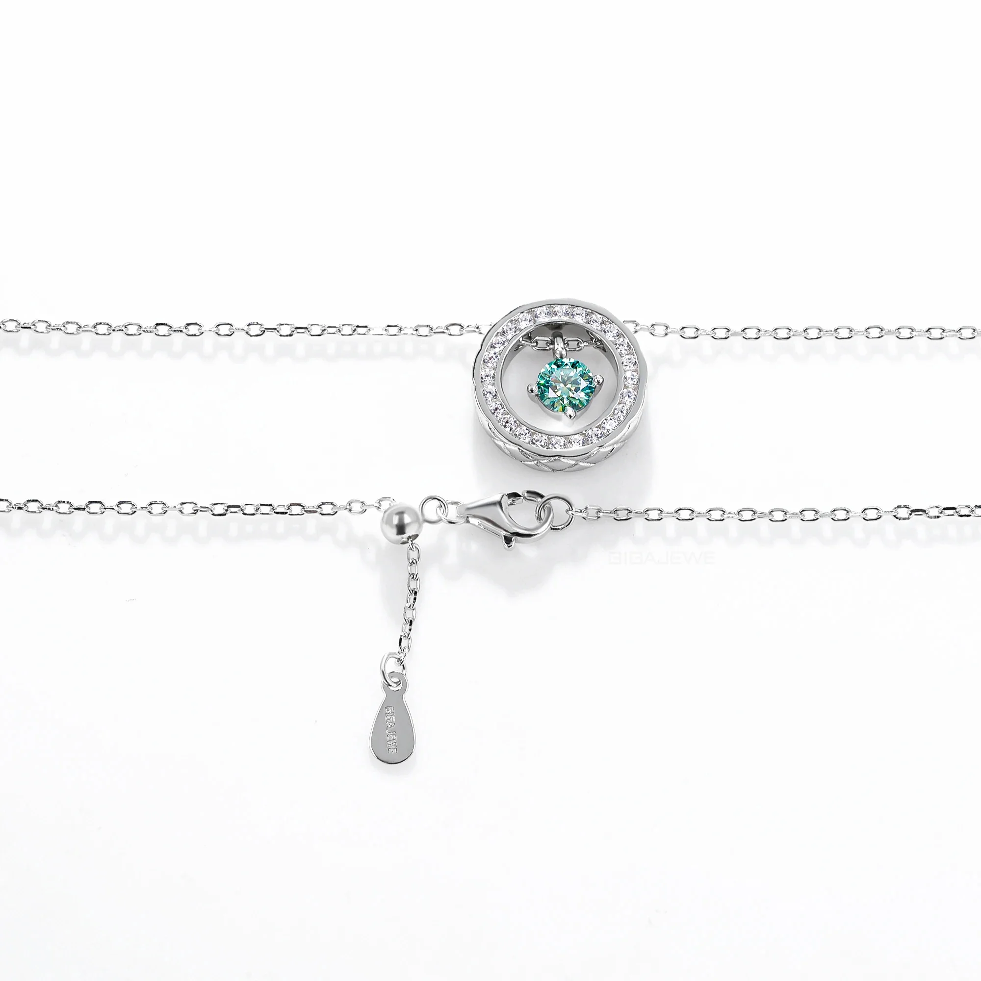 MOISSANITE FLOATING STONE DAINTY PENDANT IN STERLING SILVER - Image 3