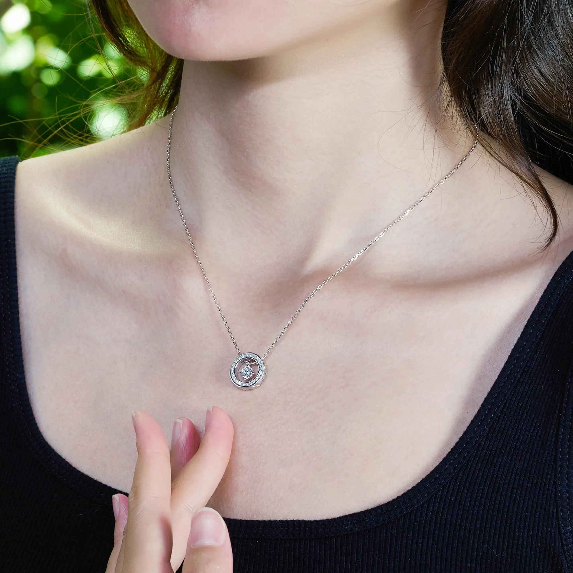 MOISSANITE FLOATING STONE DAINTY PENDANT IN STERLING SILVER - Image 4