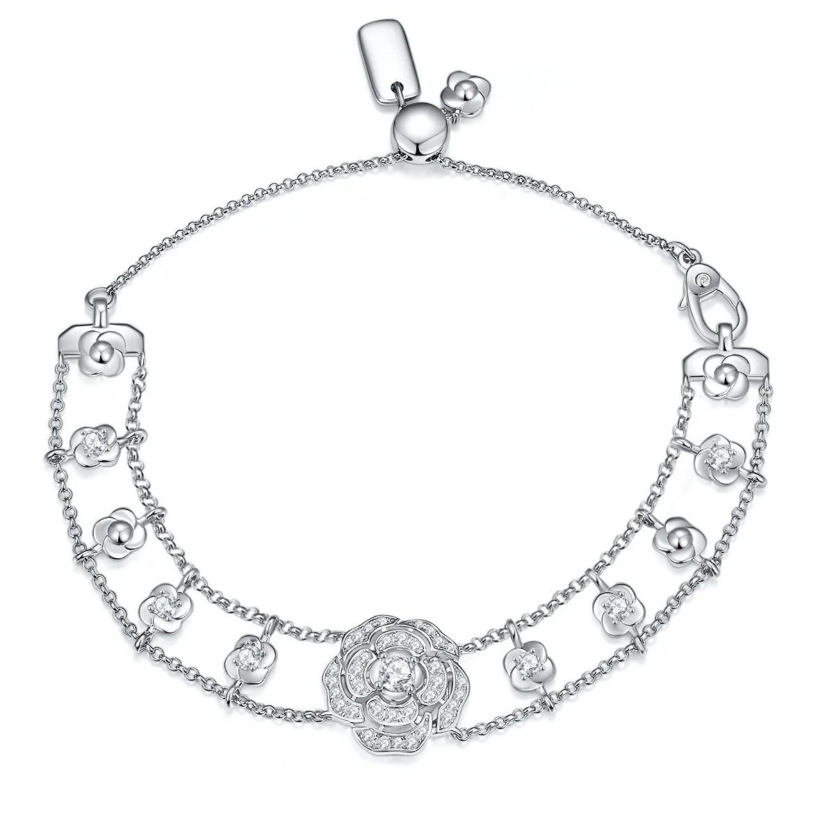 MOISSANITE FLOWER BRACELET IN STERLING SILVER - Image 3