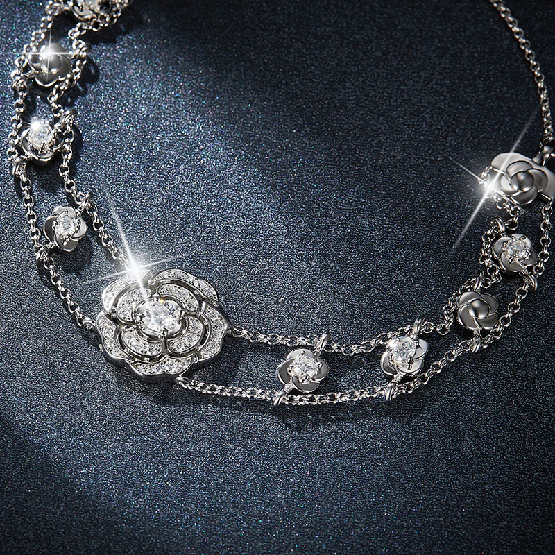 MOISSANITE FLOWER BRACELET IN STERLING SILVER - Image 5