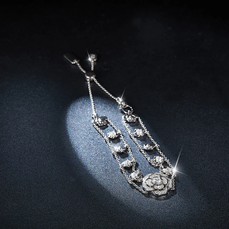 MOISSANITE FLOWER BRACELET IN STERLING SILVER - Image 6