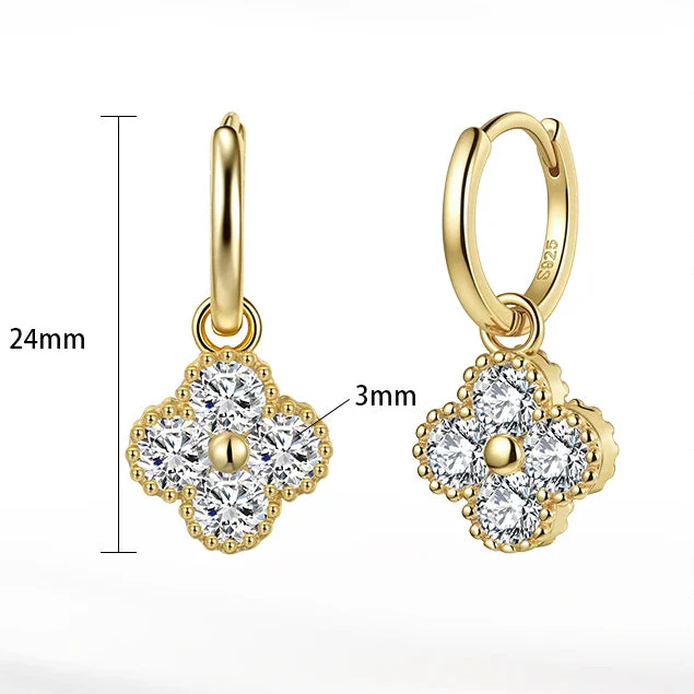 MOISSANITE FOUR LEAF CLOVER EARRINGS IN STERLING SILVER - Image 6