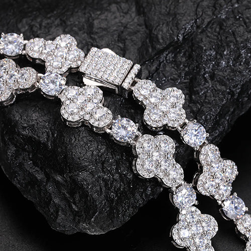MOISSANITE GEMSTONE CROSS CHAIN NECKLACE IN STERLING SILVER - Image 3