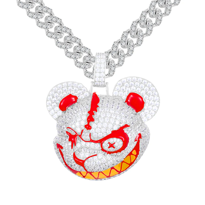 MOISSANITE GLOOMY BEAR PENDANT IN STERLING SILVER - Image 5