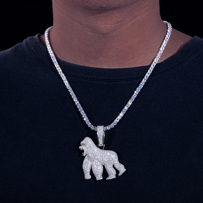 MOISSANITE GORILLA PENDANT IN STERLING SILVER - Image 2