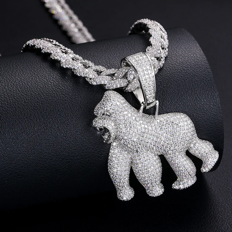 MOISSANITE GORILLA PENDANT IN STERLING SILVER - Image 3