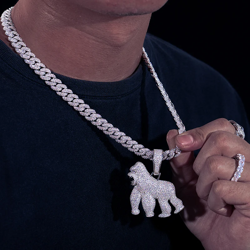 MOISSANITE GORILLA PENDANT IN STERLING SILVER - Image 4