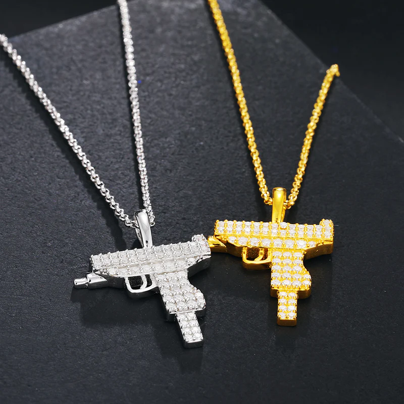 MOISSANITE GUN PENDANT IN STERLING SILVER - Image 3