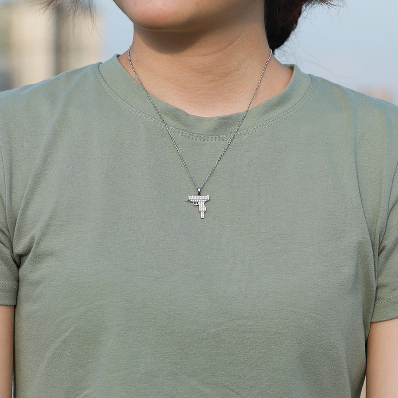 MOISSANITE GUN PENDANT IN STERLING SILVER - Image 4