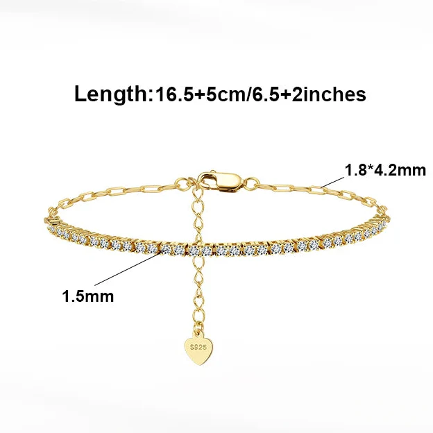 MOISSANITE HALF TENNIS HALF PAPERCLIP CHAIN BRACELET IN STERLING SILVER - Image 7