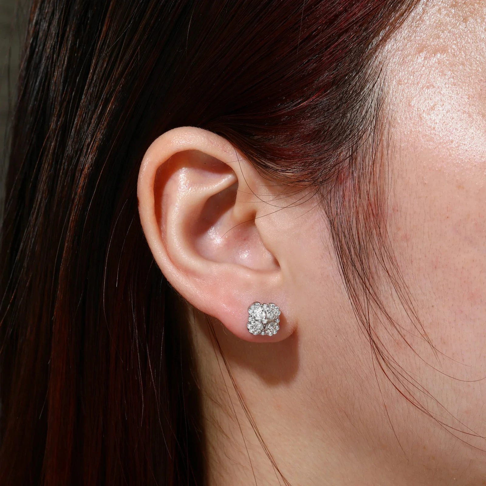 MOISSANITE HALO BLOOM STUD EARRING IN STERLING SILVER - Image 4