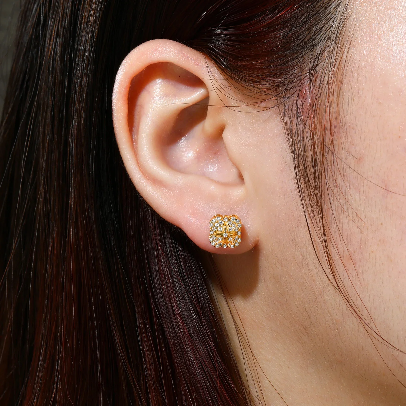 MOISSANITE HALO BLOOM STUD EARRING IN STERLING SILVER - Image 5