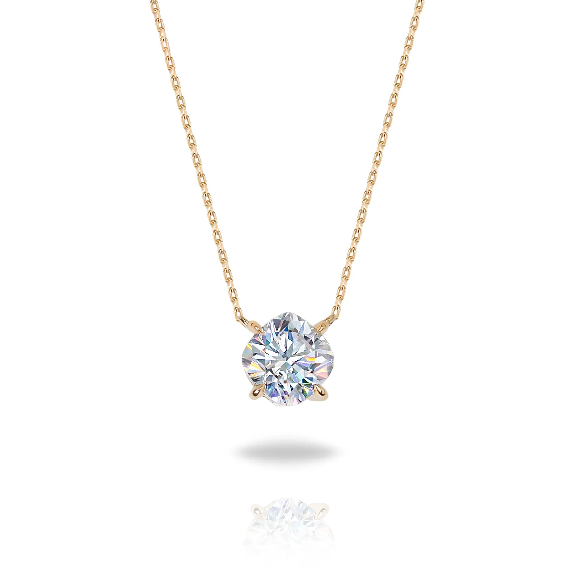 MOISSANITE HALO LIGHT NECKLACE IN SOLID GOLD - Image 5