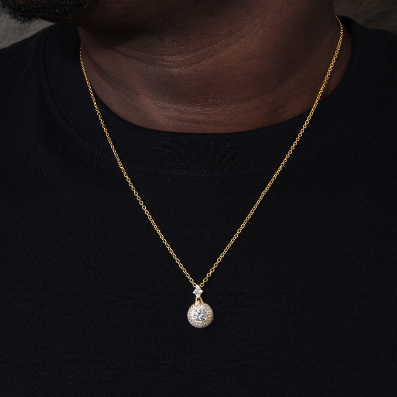 MOISSANITE HALO SPHERE PENDANT IN STERLING SILVER - Image 6