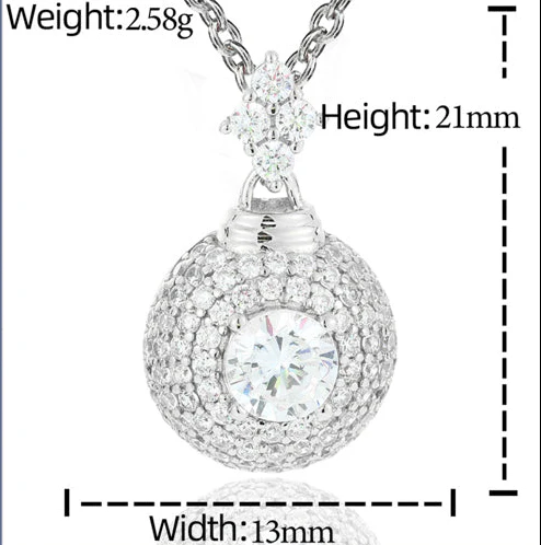 MOISSANITE HALO SPHERE PENDANT IN STERLING SILVER - Image 8